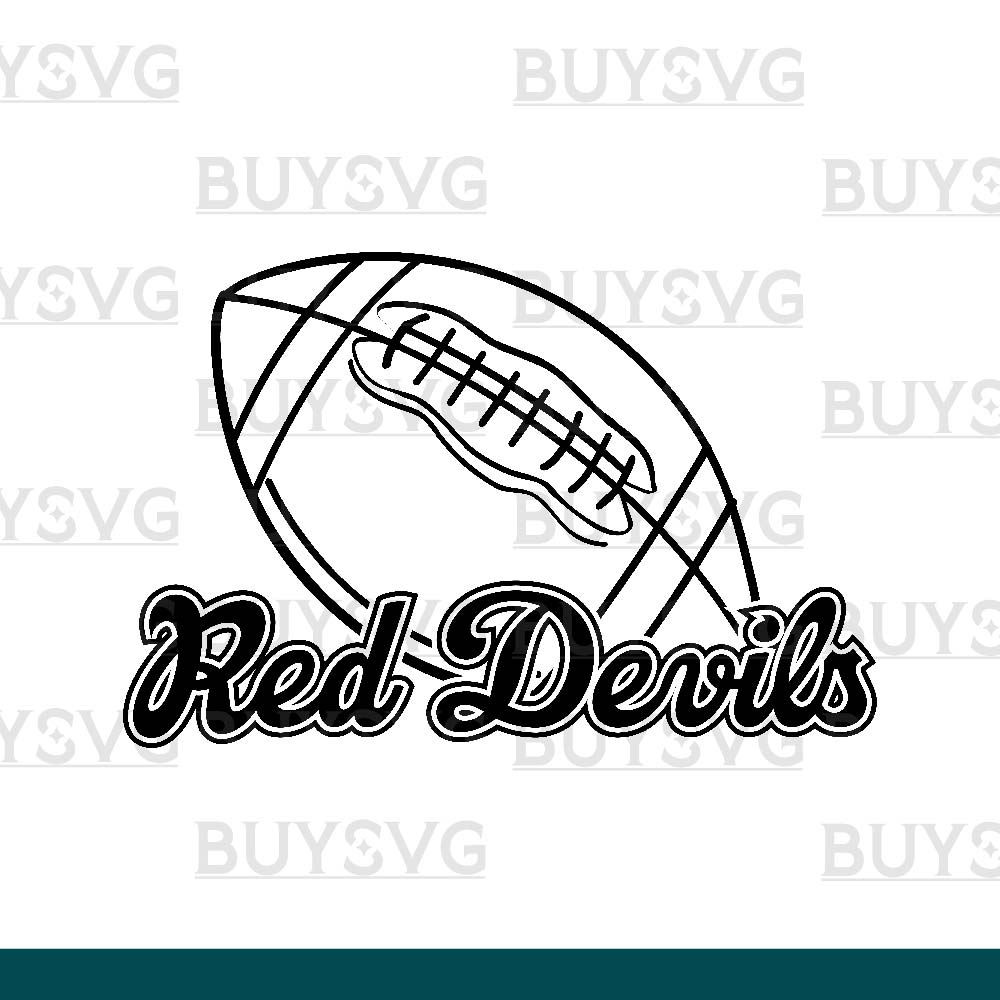 Red devils SVG PNG Digital file Download FOOTBALL LINNED