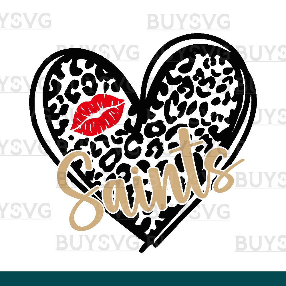 Saints SVG PNG Digital file Download LEOPARD HEART LIPS