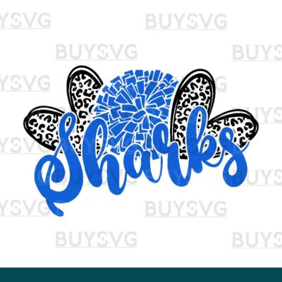 Sharks SVG PNG Digital file Download HEART POMPOM HEART