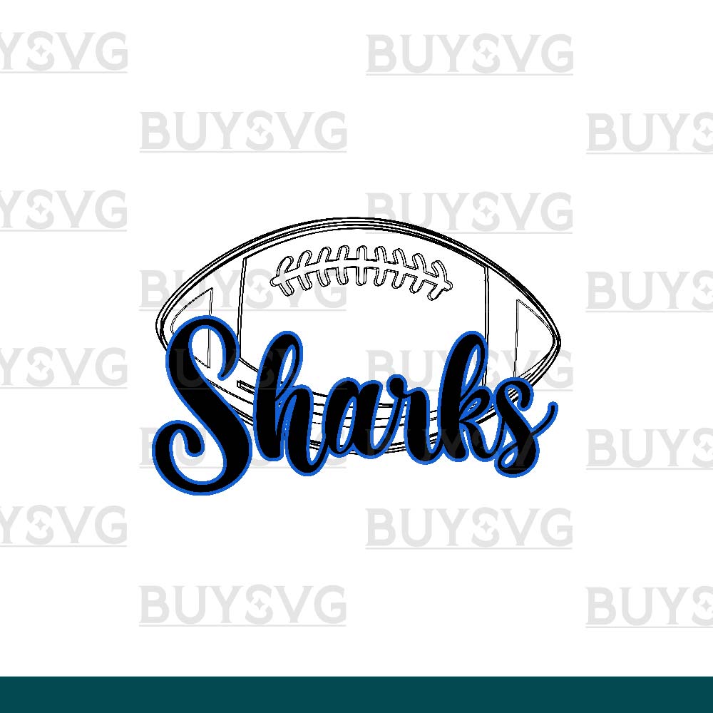 Sharks SVG PNG Digital file Download football lower outlined