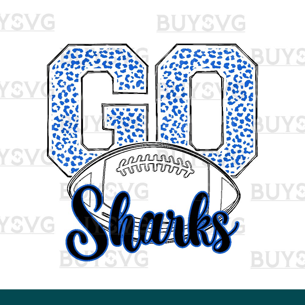 Sharks SVG PNG Digital file Download go football lower outlined