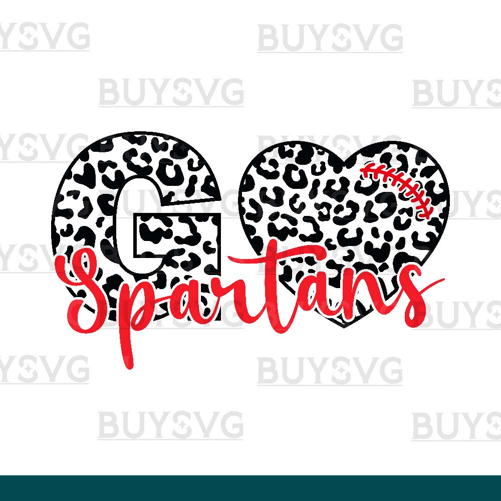 Spartans SVG PNG Digital file Download LEOPARD GO HEART FOOTBALL