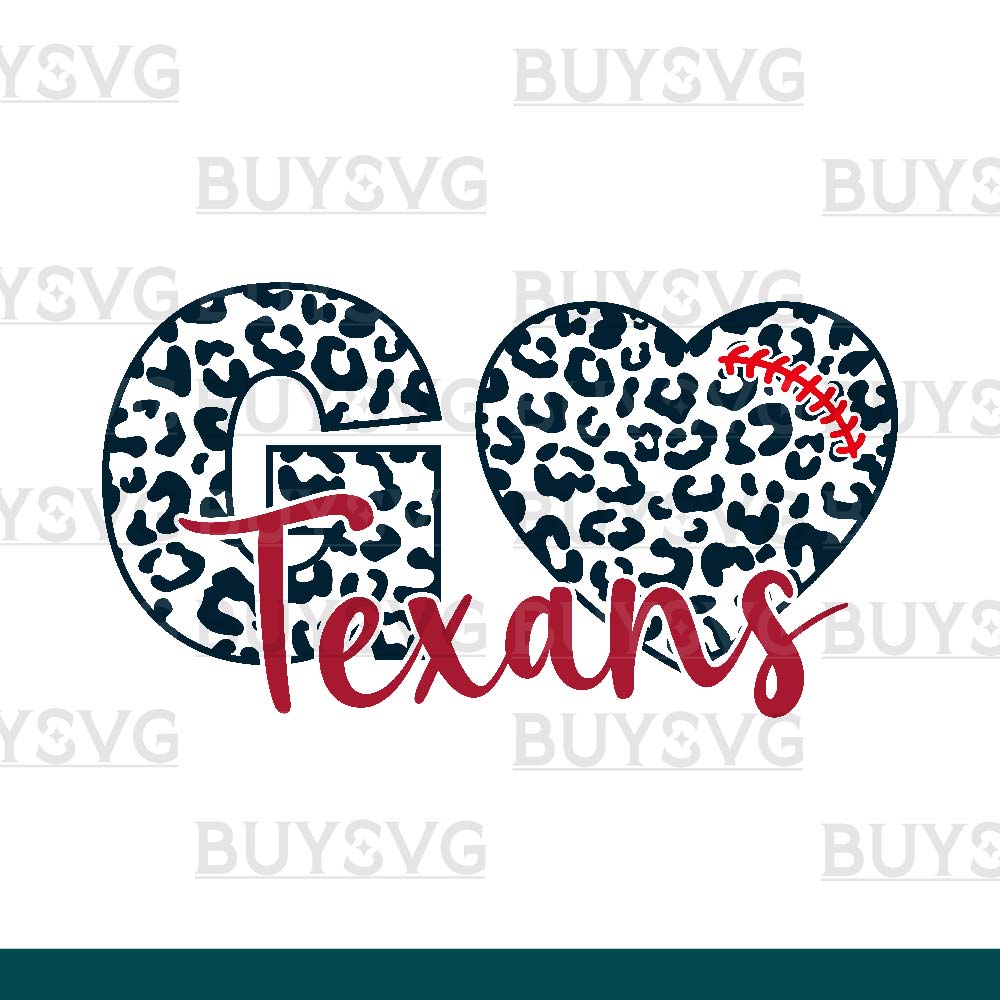 Texans SVG PNG Digital file Download LEOPARD GO HEART FOOTBALL