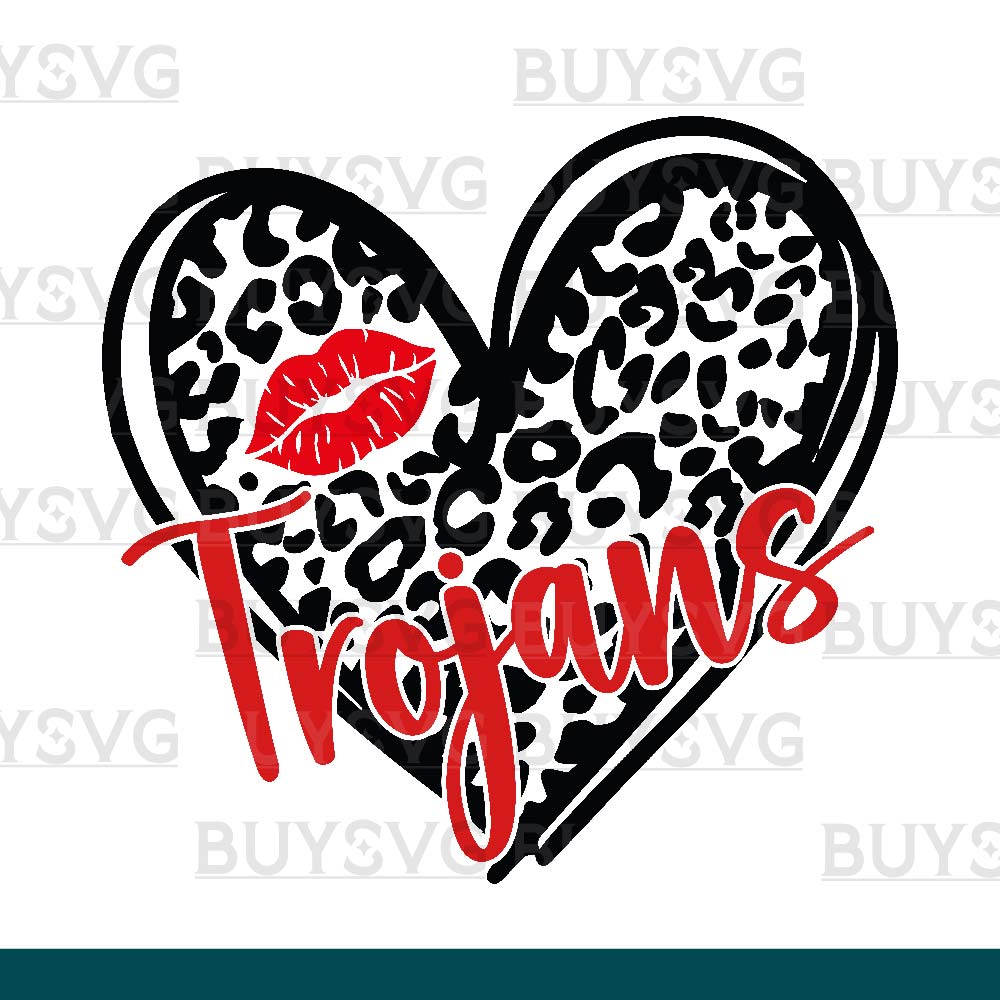 Trojans SVG PNG Digital file Download LEOPARD HEART LIPS