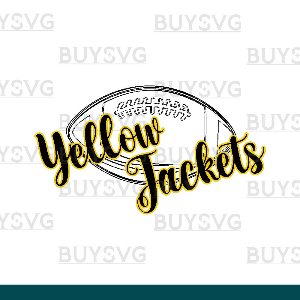 Yellow jackets SVG PNG Digital file Download football lower outlined