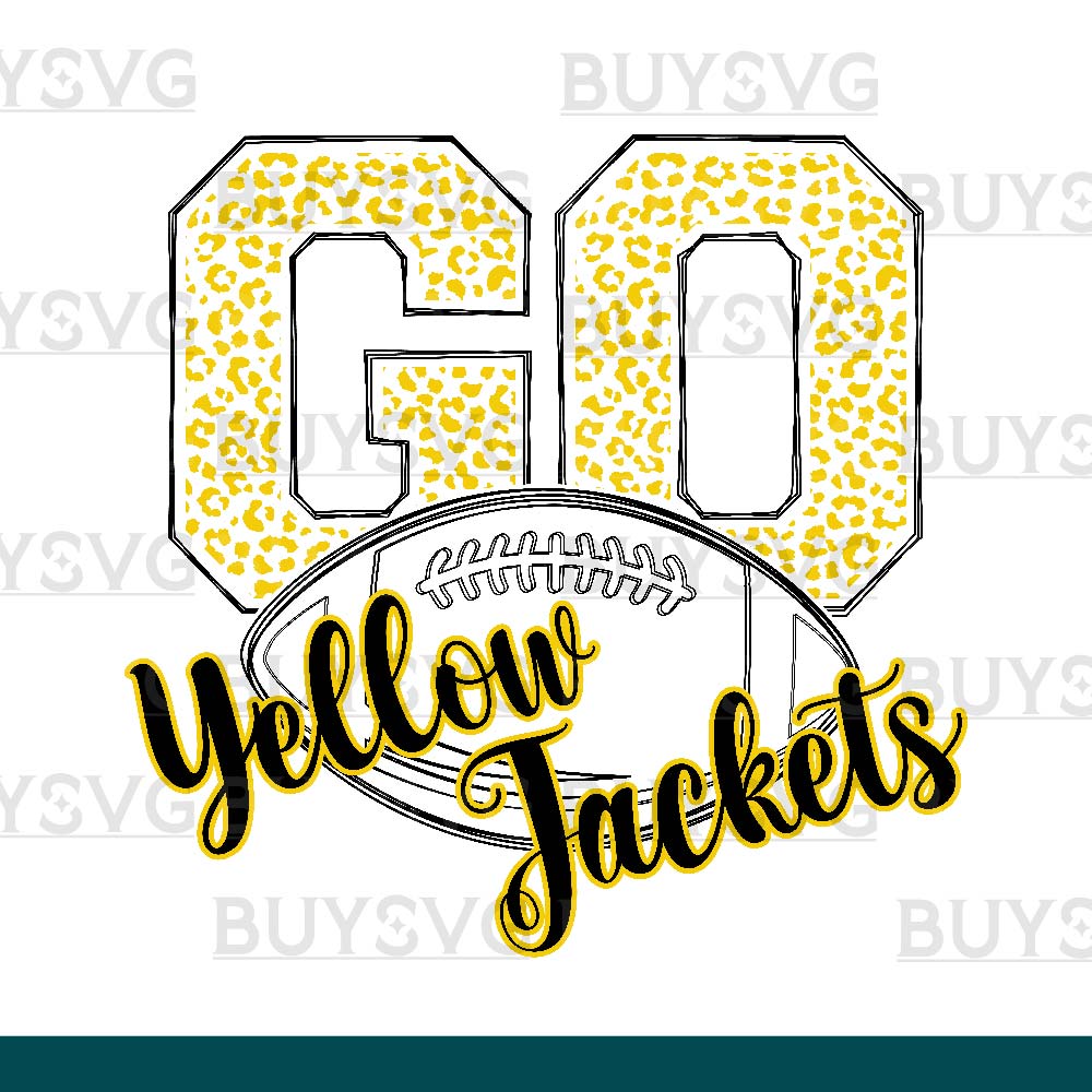 Yellow jackets SVG PNG Digital file Download go football lower outlined