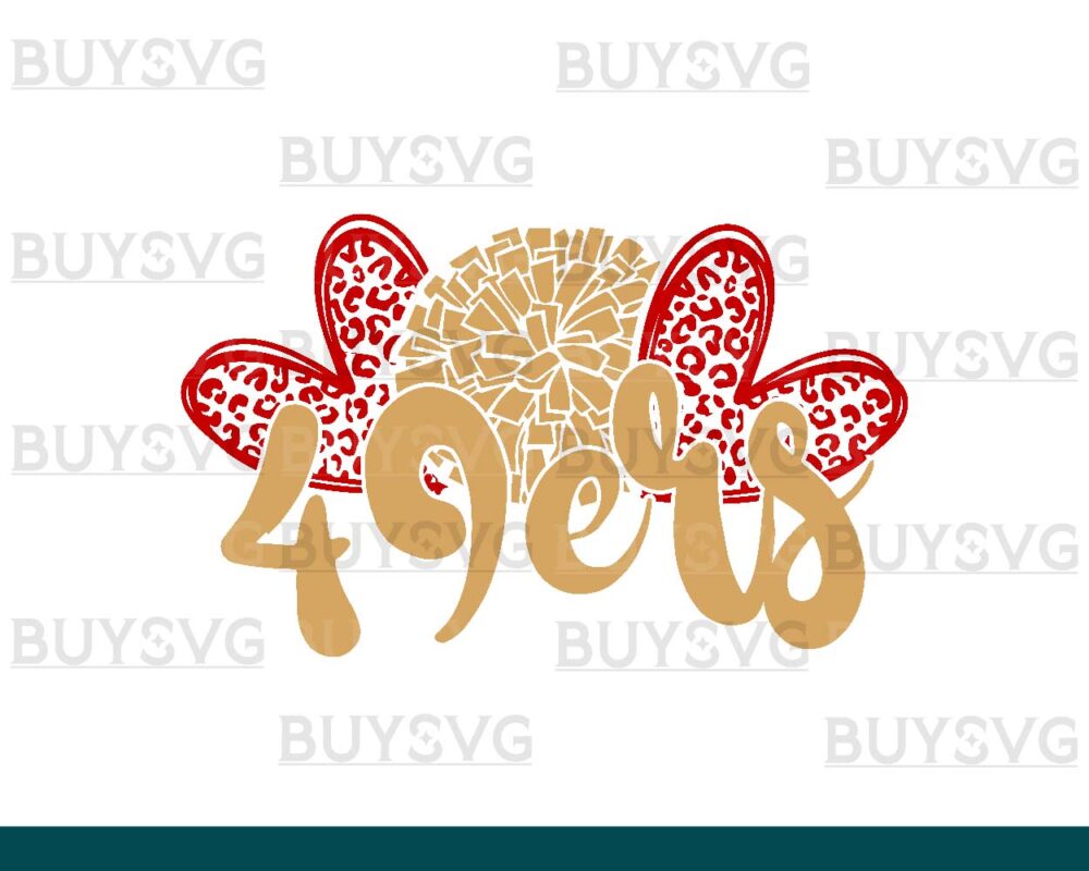 49ers SVG PNG Digital file Download HEART POMPOM HEART
