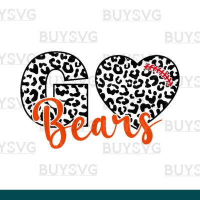 Bears SVG PNG Digital file Download LEOPARD GO HEART FOOTBALL