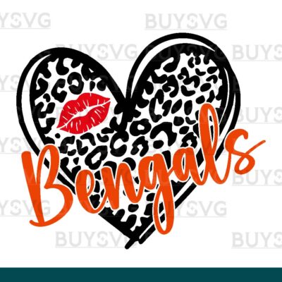 Bengals SVG PNG Digital file Download LEOPARD HEART LIPS
