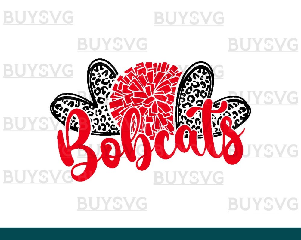 Bobcats SVG PNG Digital file Download HEART POMPOM HEART