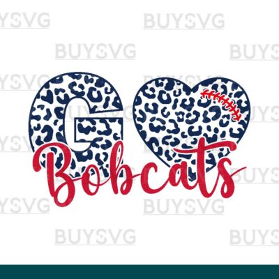 Bobcats SVG PNG Digital file Download LEOPARD GO HEART FOOTBALL