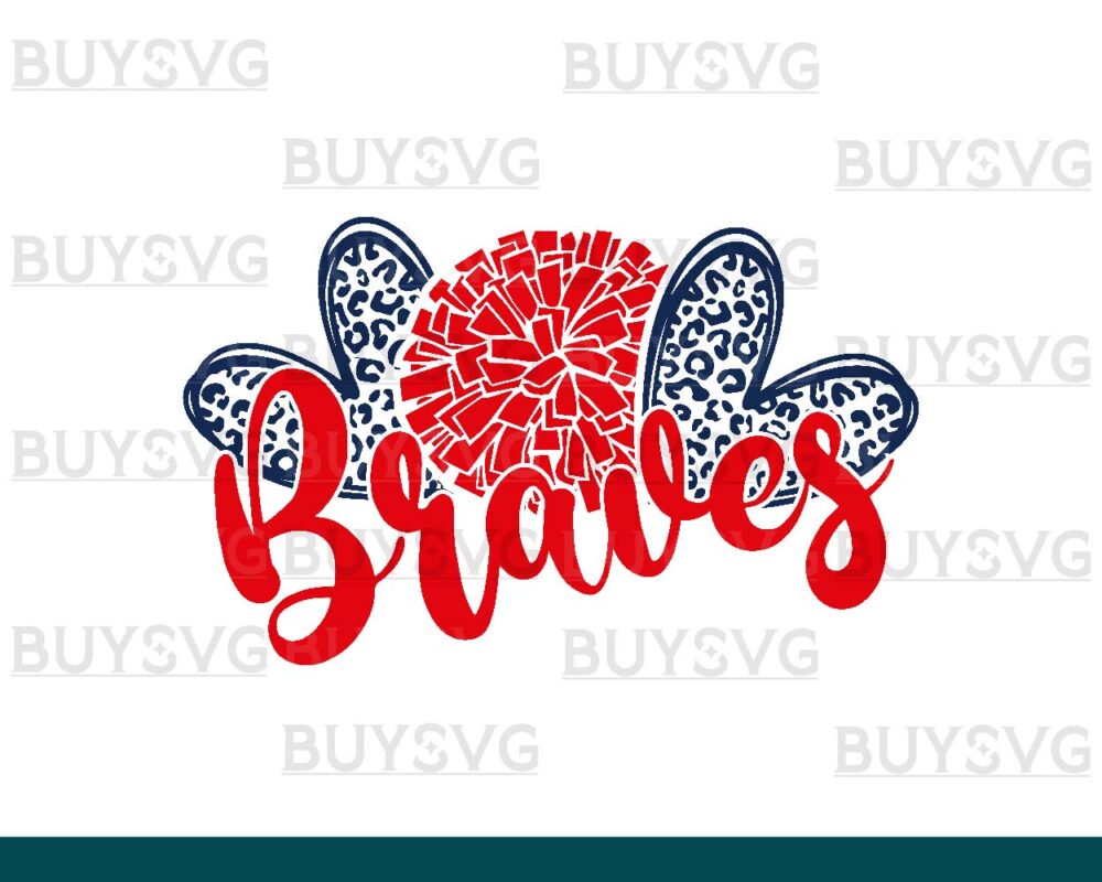 Braves SVG PNG Digital file Download HEART POMPOM HEART
