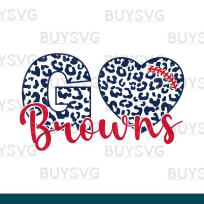 Browns SVG PNG Digital file Download LEOPARD GO HEART FOOTBALL