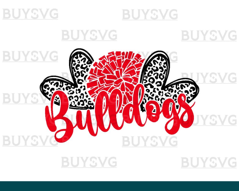 Bulldogs SVG PNG Digital file Download HEART POMPOM HEART