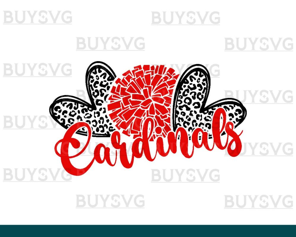 Cardinals SVG PNG Digital file Download HEART POMPOM HEART