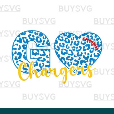 Chargers SVG PNG Digital file Download LEOPARD GO HEART FOOTBALL