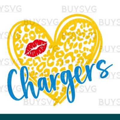 Chargers SVG PNG Digital file Download LEOPARD HEART LIPS