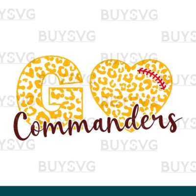 Commanders SVG PNG Digital file Download LEOPARD GO HEART FOOTBALL