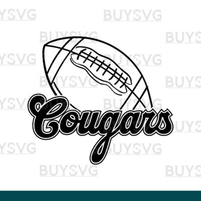Cougars SVG PNG Digital file Download FOOTBALL LINNED