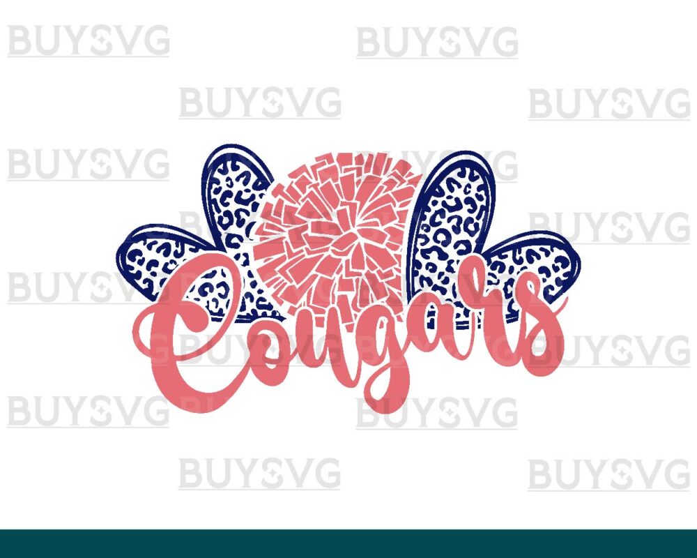 Cougars SVG PNG Digital file Download HEART POMPOM HEART