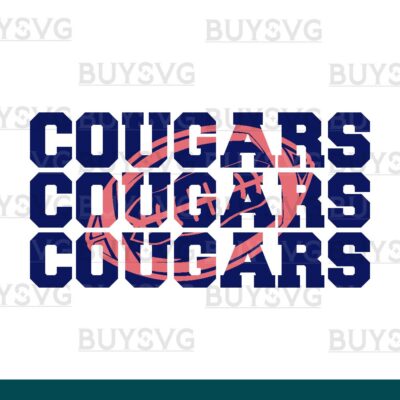 Cougars SVG PNG Digital file Download Stack 3 Football 1
