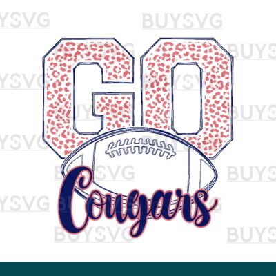 Cougars SVG PNG Digital file Download go football lower outlined