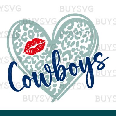 Cowboys SVG PNG Digital file Download LEOPARD HEART LIPS