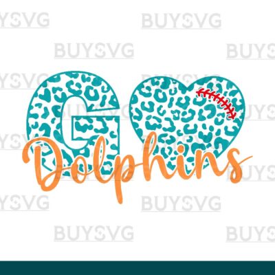 Dolphins SVG PNG Digital file Download LEOPARD GO HEART FOOTBALL