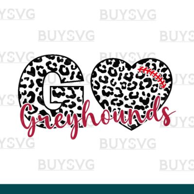 Greyhounds SVG PNG Digital file Download LEOPARD GO HEART FOOTBALL