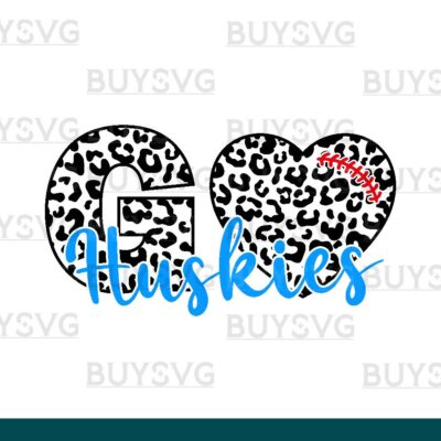Huskies SVG PNG Digital file Download LEOPARD GO HEART FOOTBALL
