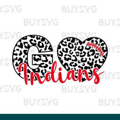 Indians SVG PNG Digital file Download LEOPARD GO HEART FOOTBALL