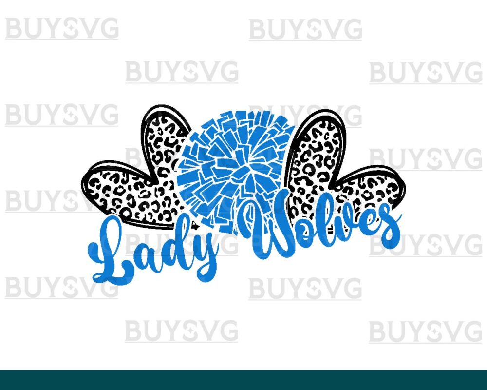 Lady wolves SVG PNG Digital file Download HEART POMPOM HEART