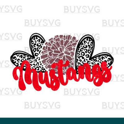 Mustangs SVG PNG Digital file Download HEART POMPOM HEART