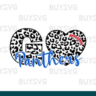 Panthers SVG PNG Digital file Download LEOPARD GO HEART FOOTBALL