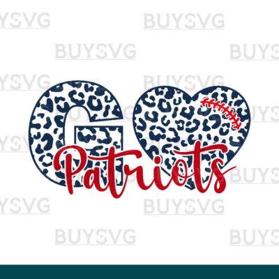 Patriots SVG PNG Digital file Download LEOPARD GO HEART FOOTBALL