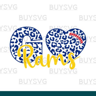 Rams SVG PNG Digital file Download LEOPARD GO HEART FOOTBALL