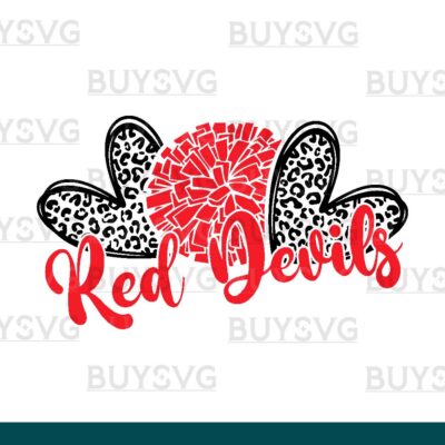 Red devils SVG PNG Digital file Download HEART POMPOM HEART