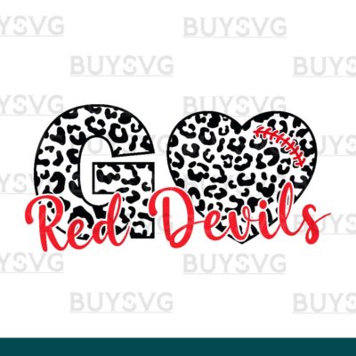 Red devils SVG PNG Digital file Download LEOPARD GO HEART FOOTBALL