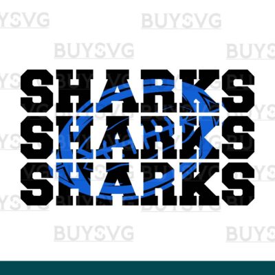 Sharks SVG PNG Digital file Download Stack 3 Football 1