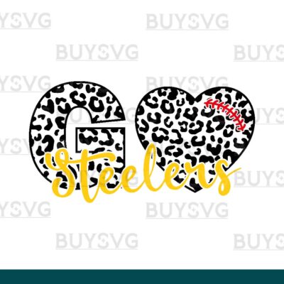 Steelers SVG PNG Digital file Download LEOPARD GO HEART FOOTBALL