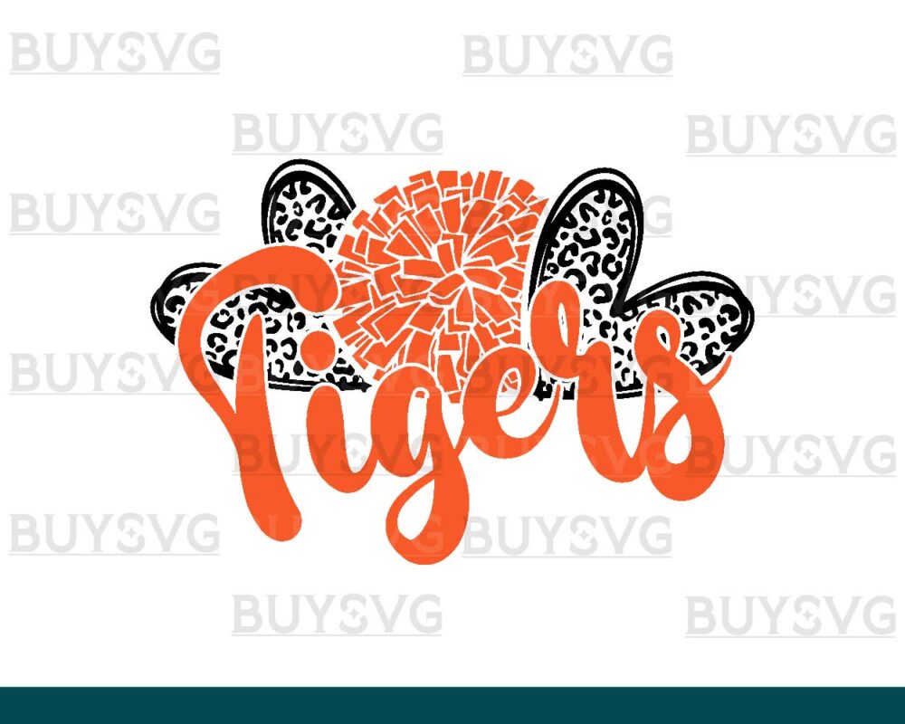 Tigers SVG PNG Digital file Download HEART POMPOM HEART